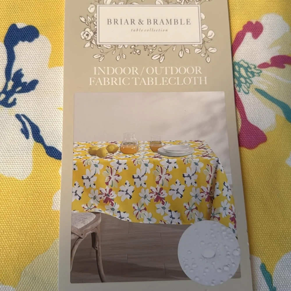 Briar & Bramble Yellow Floral Tablecloth-60x84-NWT
